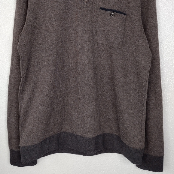 Ted Baker London Men's Brown Cotton Quarter Zip-Up Long Sleeve Sweater Sz XL - Picture 4 of 13